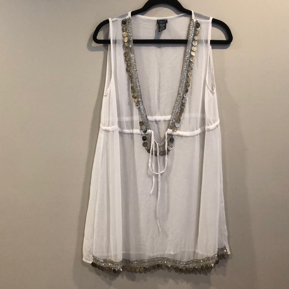 Cejon Beachwear White Sheer Coverup Sz L